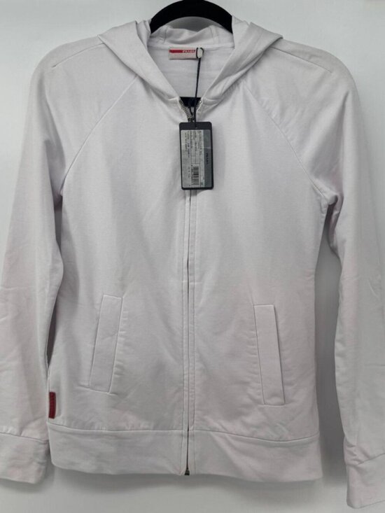 Prada Tops - NWT Prada Linea Rossa White Stretch Zip Hoodie Size XS